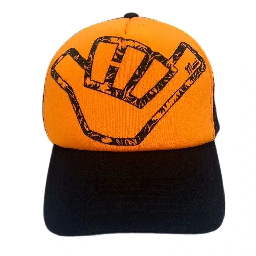 Hawaiian Headwear Kids’ Maui Shaka Orange Black Snap Back Adjustable Trucker Hat